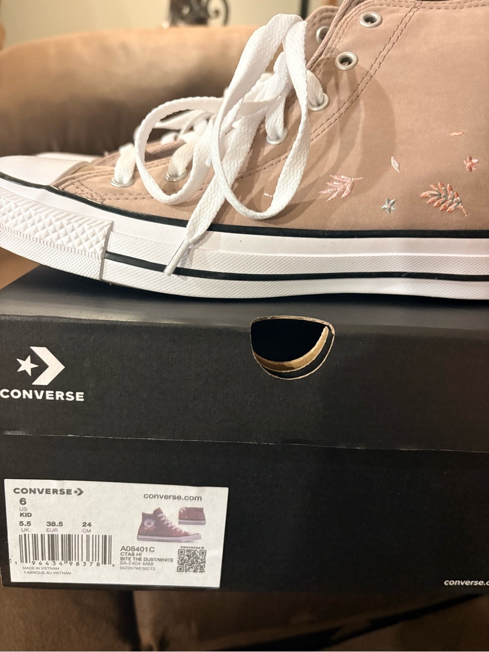 Converse High Top Sneakers in Dusty Pink with White Accents - Picture 2 of 3